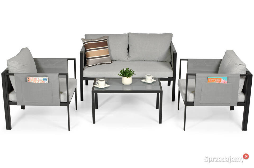 Nowoczesny zestaw ogrodowy kawowy IBIZA szary Złoczew sprzedam