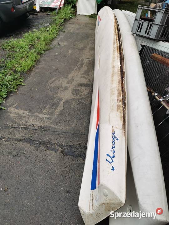 Dwie deski surfingowe Mirage 380x65 na katamaran Rataje