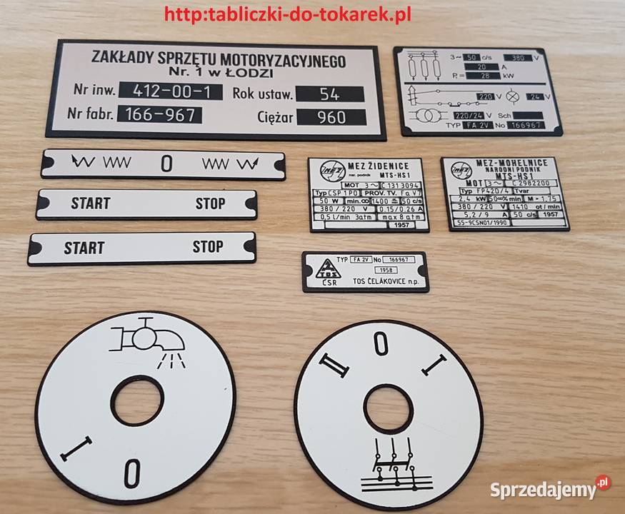 Ferezarka TOS FA 2V Tabliczka Tabliczki Tabela Zelów