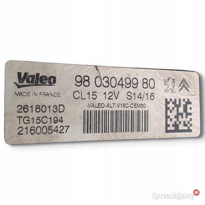 ALTERNATOR Mitsubishi ASX 16 DID 9803049980 Układ elektryczny silnika Chełm