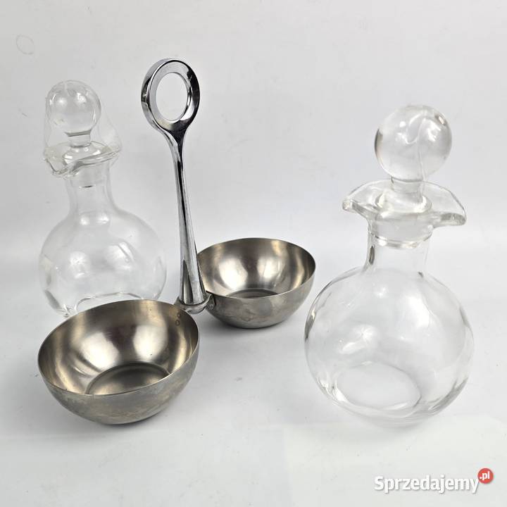 Zestaw na ocet i oliwę w stojaku szkło stal WMF Bronisze