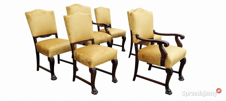 KOMPLET KRZESEŁ Z FOTELAMI NA LWICH ŁAPACH zachodniopomorskie Szczecin