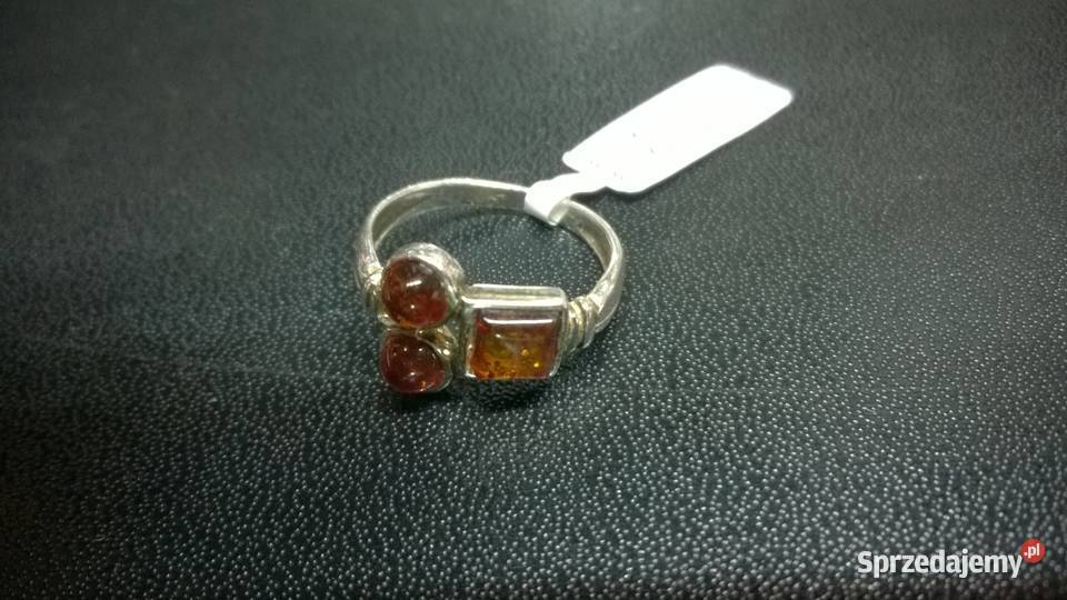 pierścionek Z BURSZTYNAMI 0126 srebrne Pierścionki Warszawa