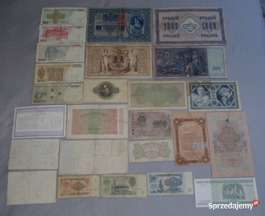 Zestaw banknotów różnych 25 Płock