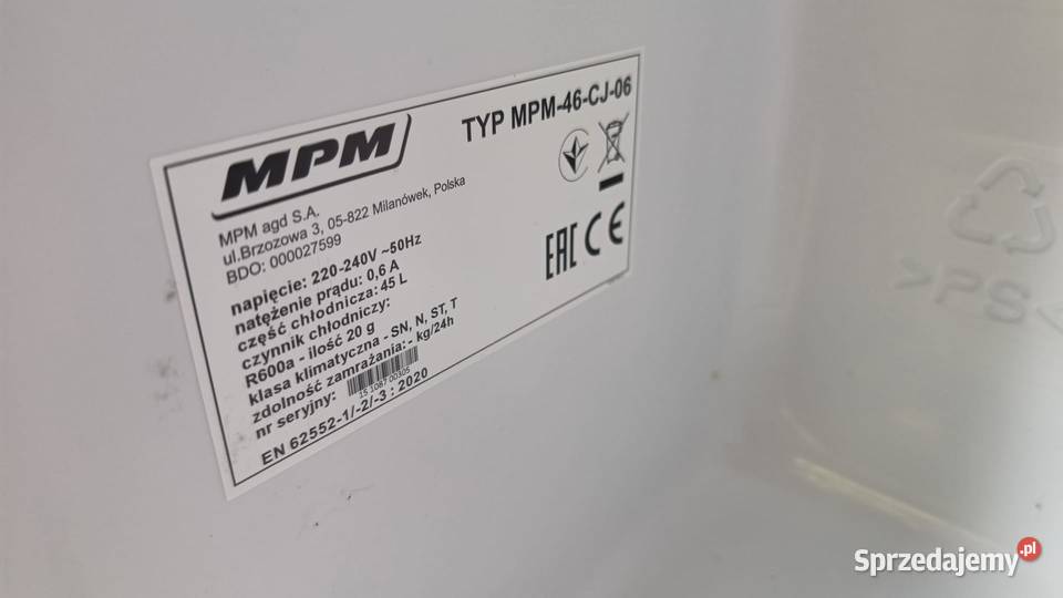 Lodówka MPM 50 Czarna wolnostojące Katowice