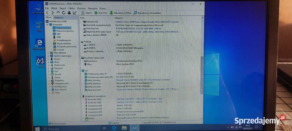 Samsung R540 i3 2x22700 4GB 320GB WIN10 4GB Włocławek