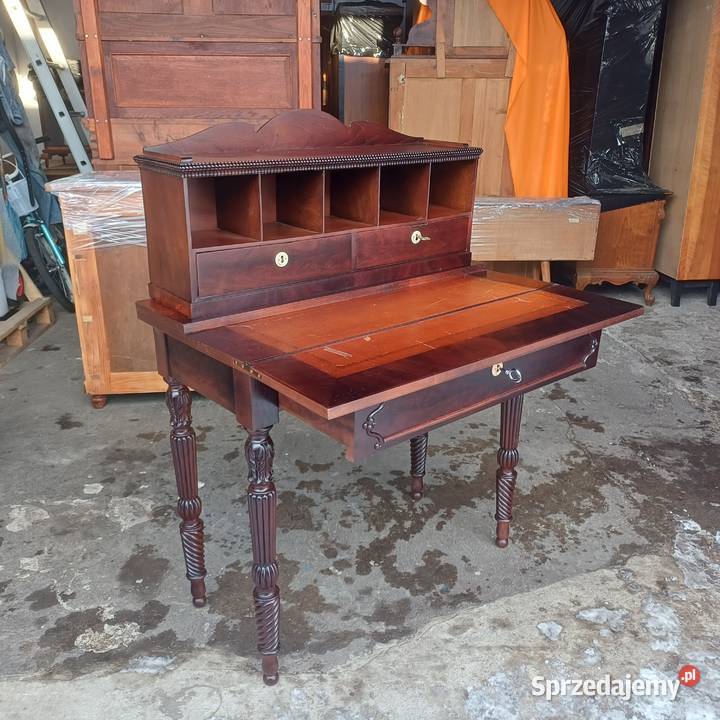 Orzechowe Biurko Sekretarzyk Biedermeier wielkopolskie