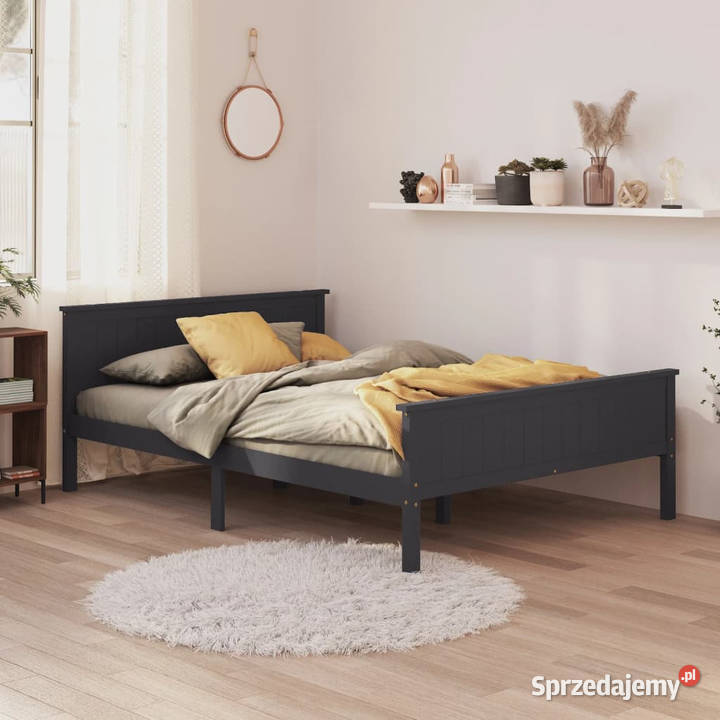 Rama łóżka szara lite drewno sosnowe 140 x 200 Warszawa