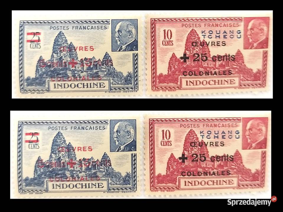 Znaczek kolonialny Indochiny Francuskie Angkor Antyki, Sztuka, Kolekcje Bronisze