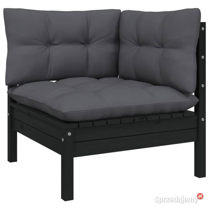 2osobowa sofa ogrodowa z poduszkami czarna Krzesła ogrodowe Warszawa