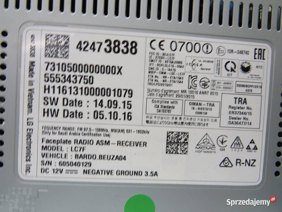 RADIO NAWIGACJA BLUETOOTH OPEL CORSA E 42473838 lubelskie