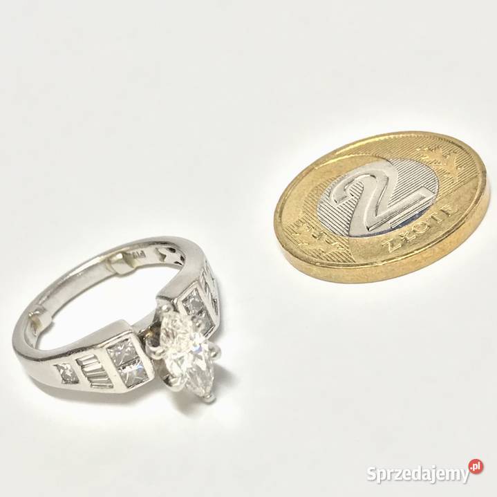 Platynowy PIERŚCIONEK Art Dco BRYLANTY 15ct Warszawa