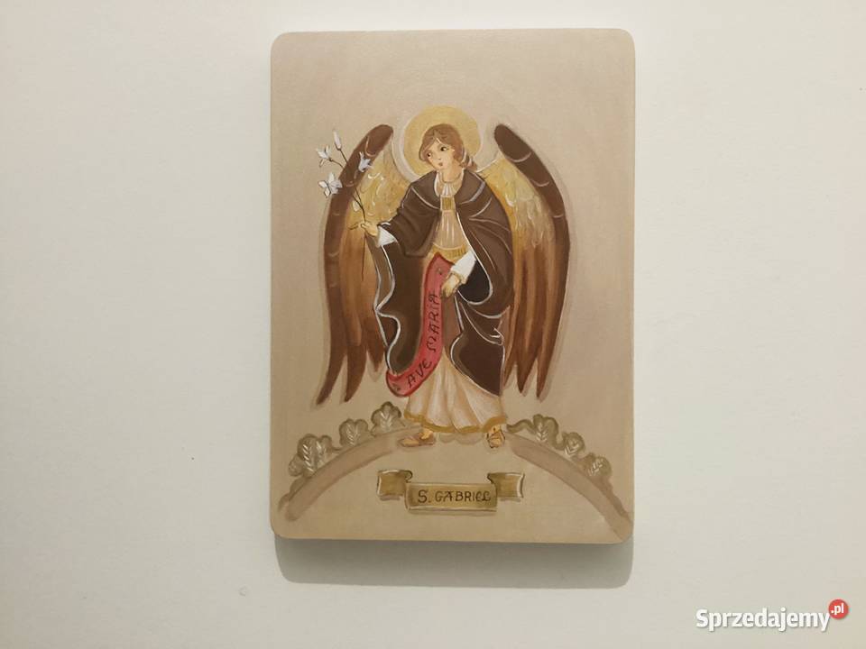 Archanioł Gabriel malowany na desce Dom i Ogród Katowice