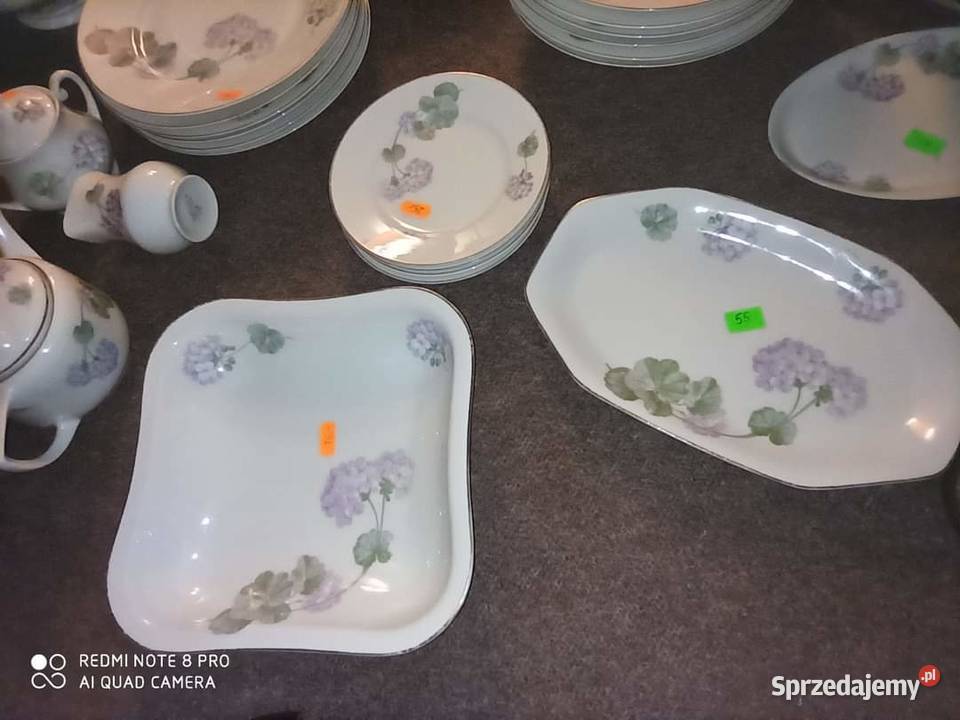 Serwis obiadowy liliowy dekor hortensji Gdańsk