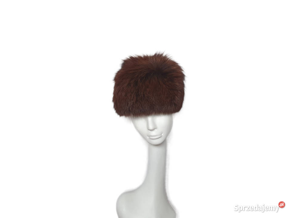 Czapka brązowa z lisa niebieskiego Lis farbowany Katowice