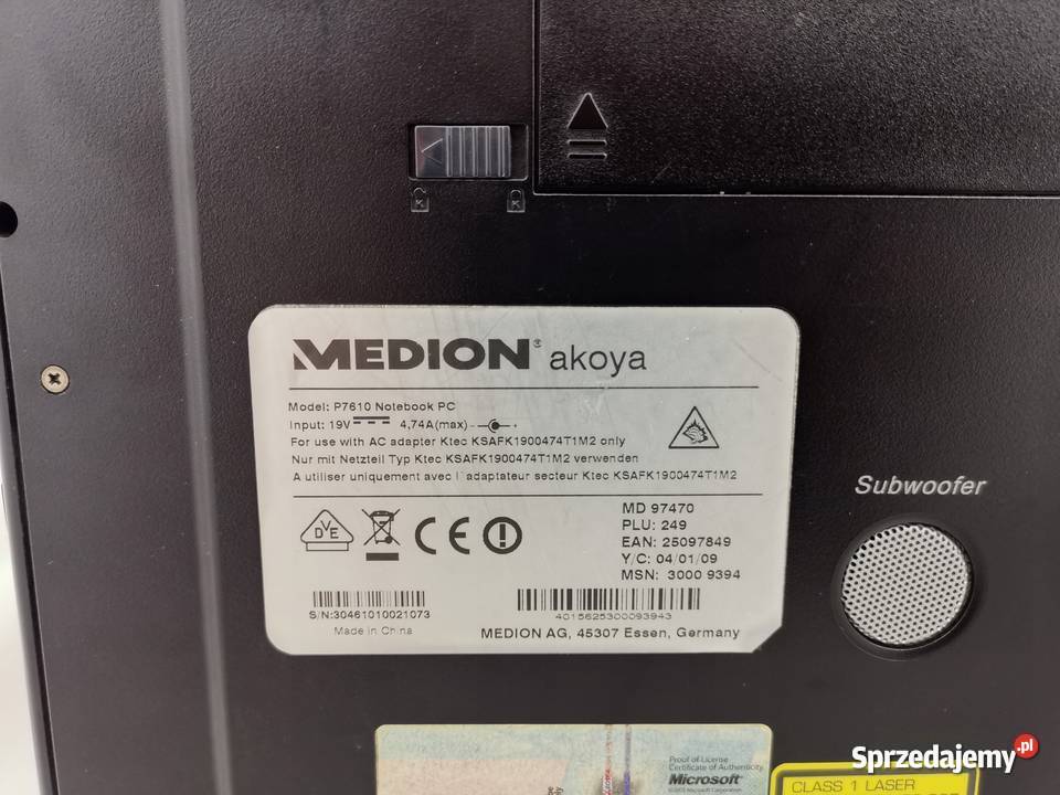 Duży Laptop Medion akoya P7610 17 GF 9500 GS z Warszawa