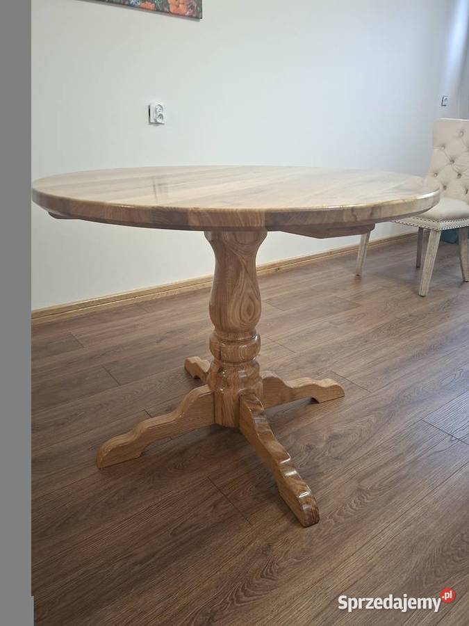 Okrągły stół dębowy z litego drewna Ręczne Łagów