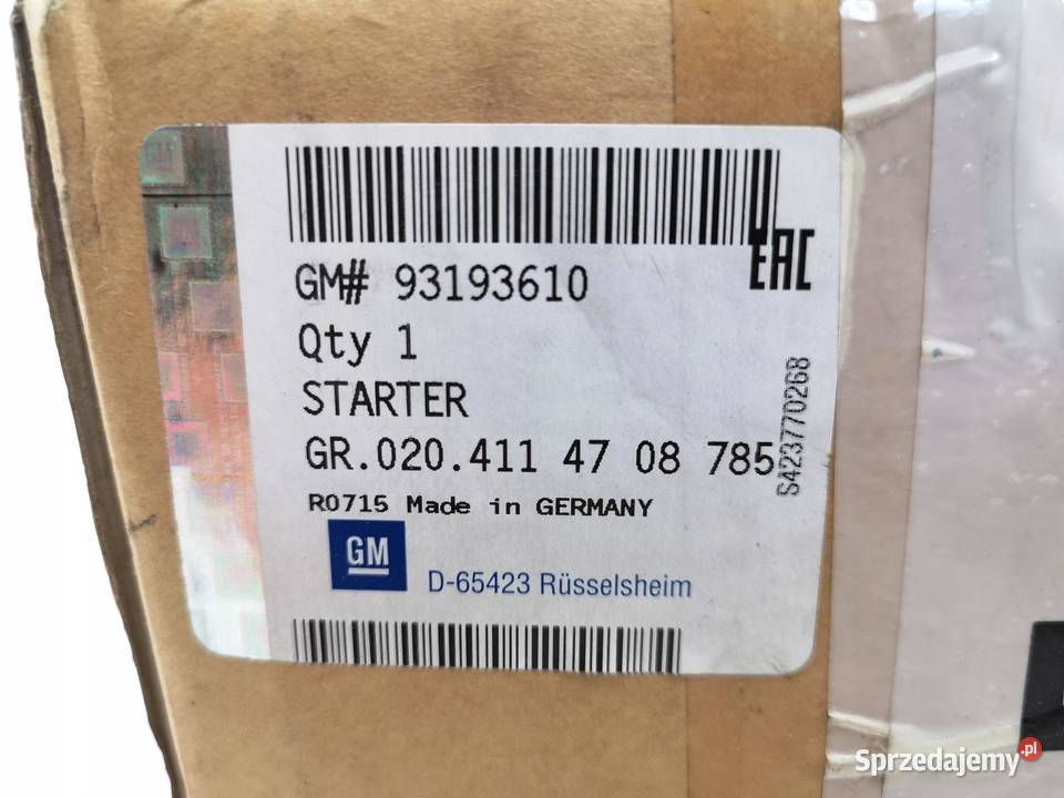 ROZRUSZNIK OPEL AGILA B 0814 13 CDTI ORYGINAŁ sprzedam
