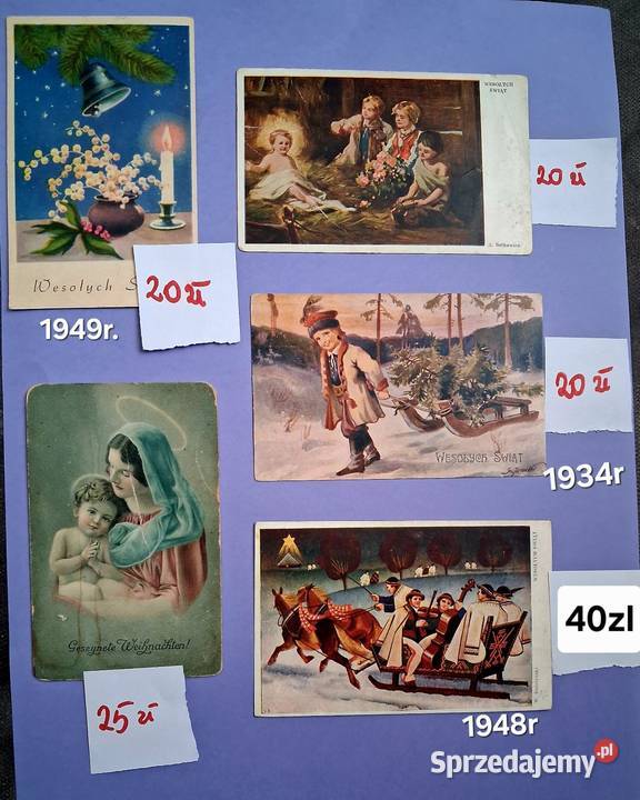 Stare kartki świąteczne Pocztówki i karty telefoniczne