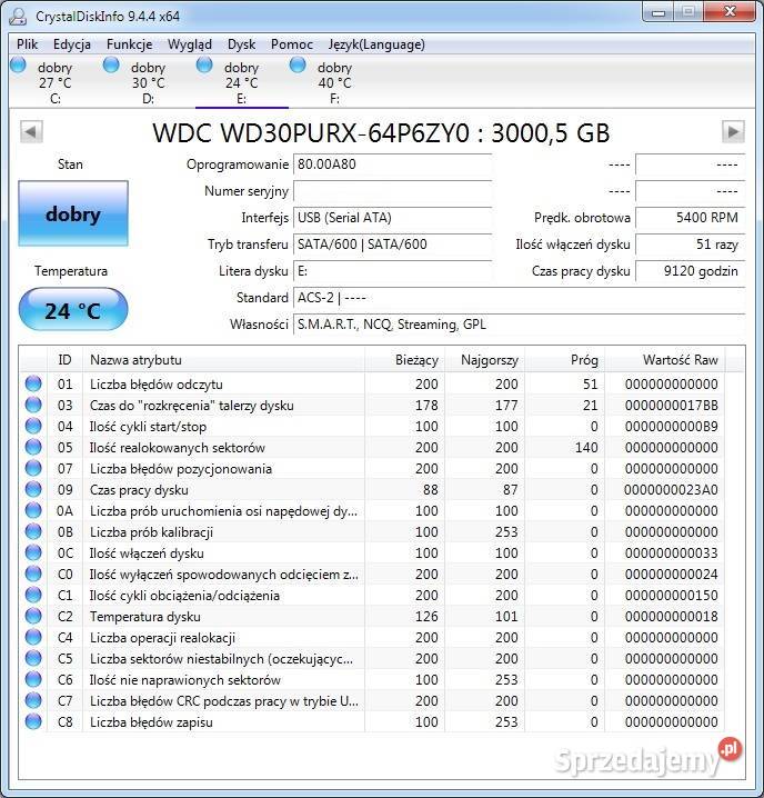 Dysk 3TB SATA 35 cala do monitoringu lubelskie