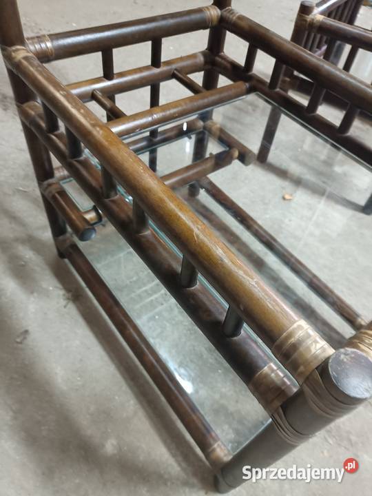 Stoliki kawowe rattanowe z szklanymi blatami 59cm Stoliki kawowe i ławy Lubartów