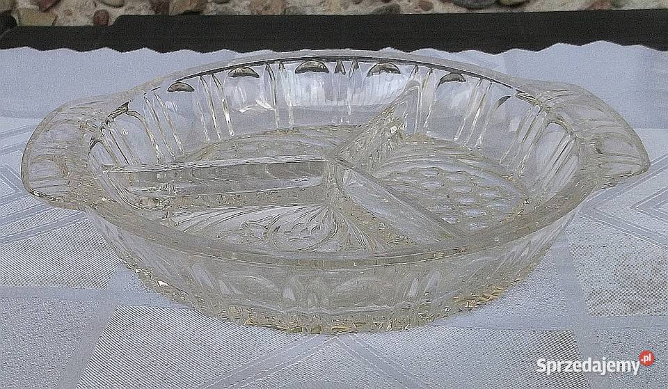 patera trójdzielna taca na słodycze kryształ PRL