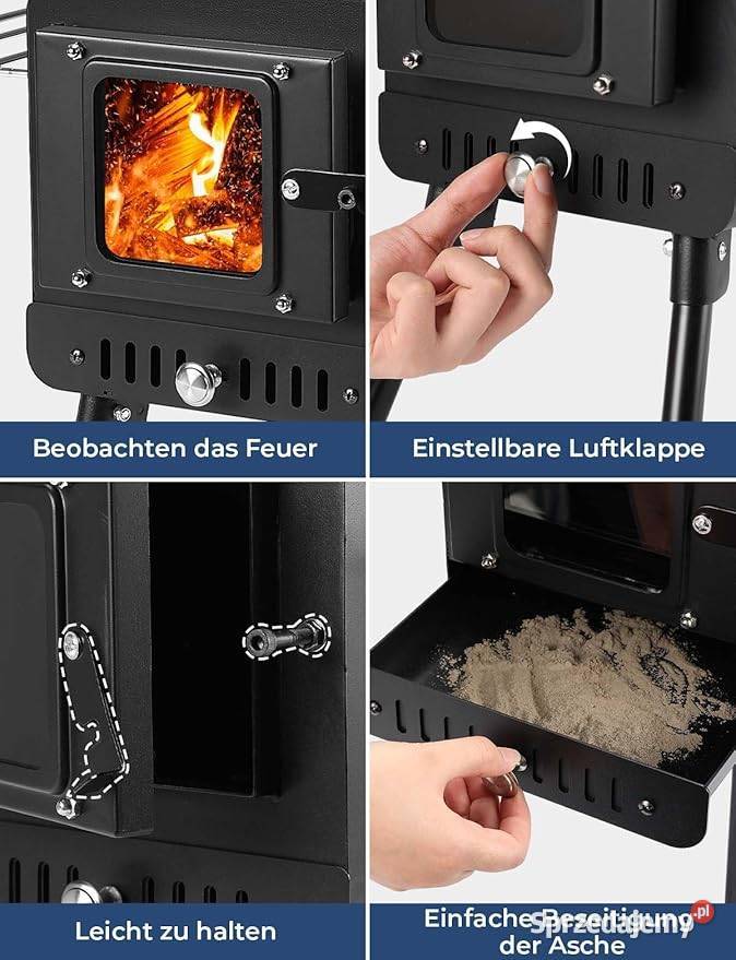 Przenośny Stalowy Piec Ogród Camping Z Klapkami Myszyniec