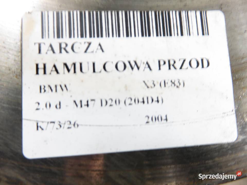 TARCZA HAMULCOWA PRZÓD BMW X3 E83 20 d 150 M47