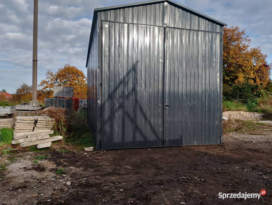 Duży Garaż Blaszany Brązowy 2 bramy uchylne Puławy