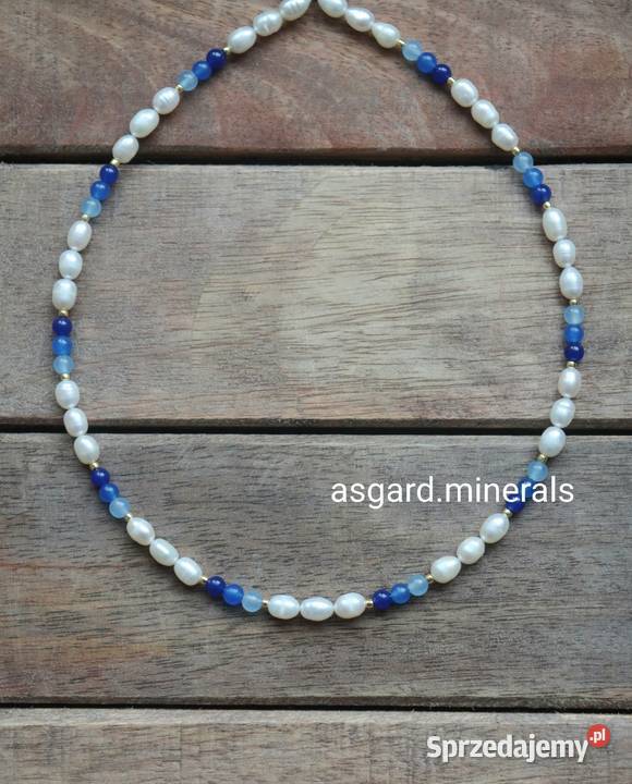 Naszyjnik amulet perły naturalne i jadeit srebro Naszyjniki Poznań sprzedam