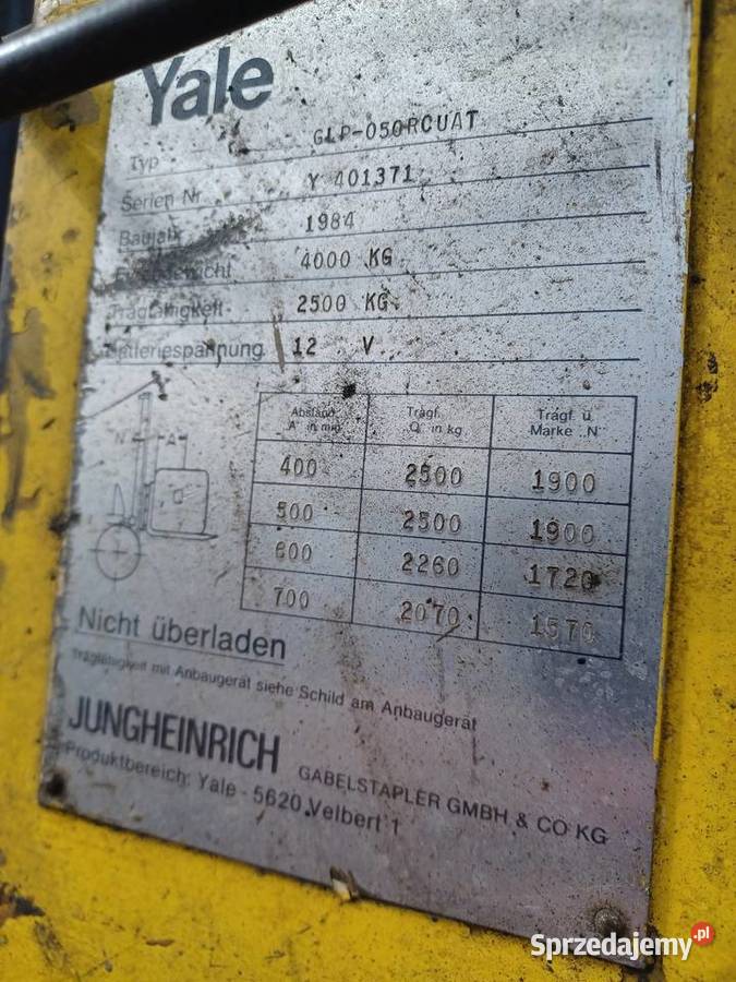 Wózek widłowy Jungheinrich Yale 25t udźwig gaz opolskie Szymiszów-Osiedle
