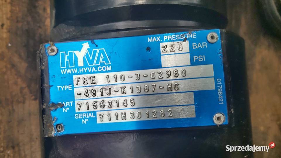 Nowy duży siłownik hydrauliczny firmy Hyva Pozostałe Dobczyce