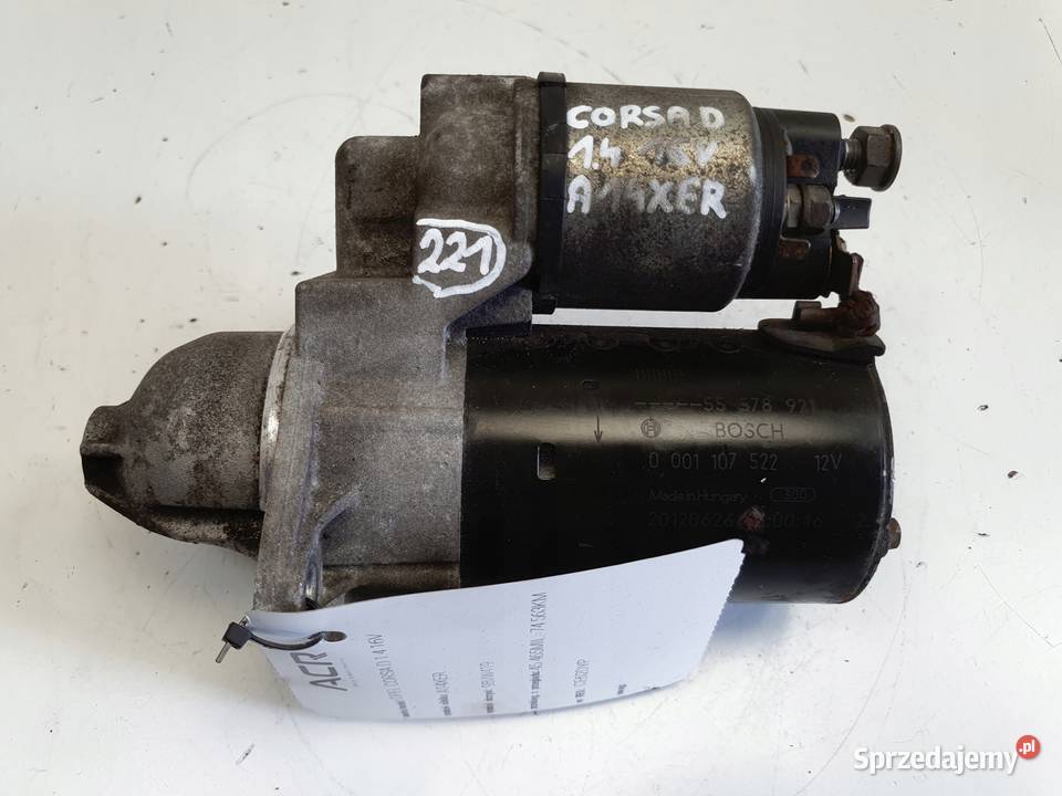 Opel Corsa D 14 16V ROZRUSZNIK bosch 0001107522 Układ elektryczny silnika Janów