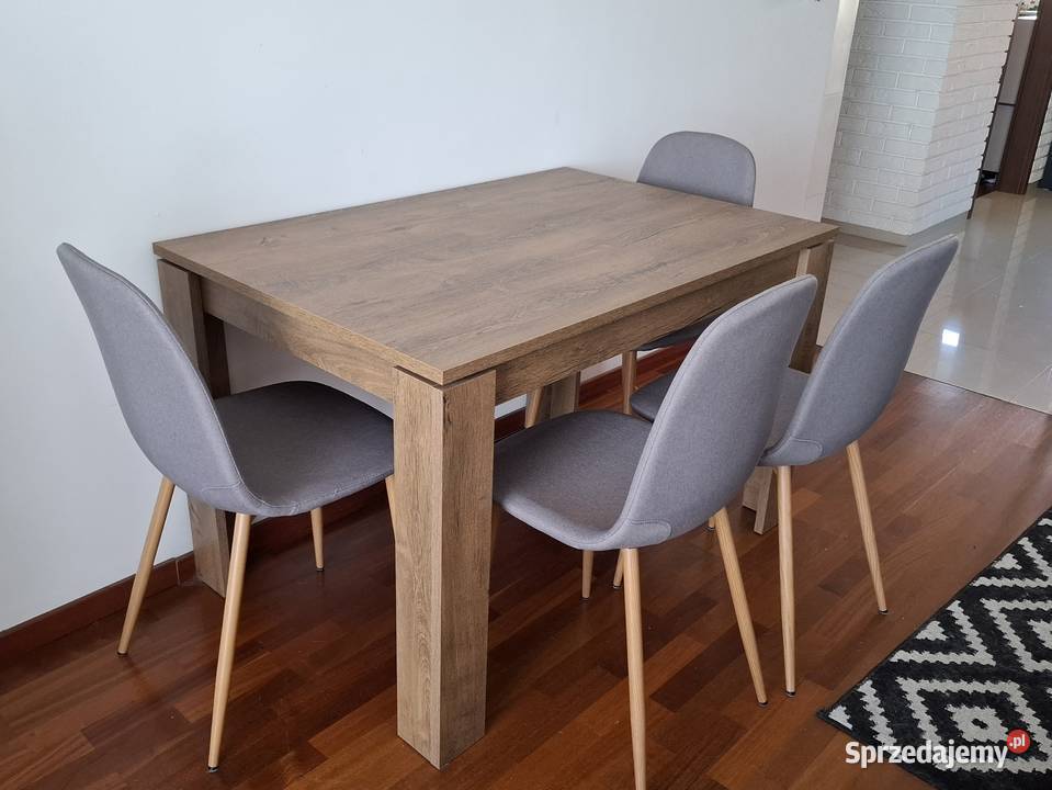 Stół JYSK 120x80 4 tapicerowane krzesła komplet Szczecin