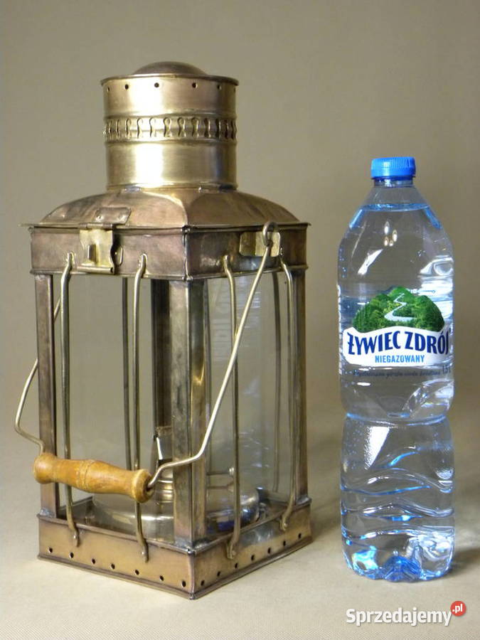 Duża mosiężna lampa latarnia naftowa Legnica