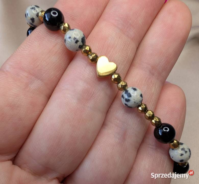 Bransoletka różaniec kamienie jaspis dalmatyński Bydgoszcz sprzedam