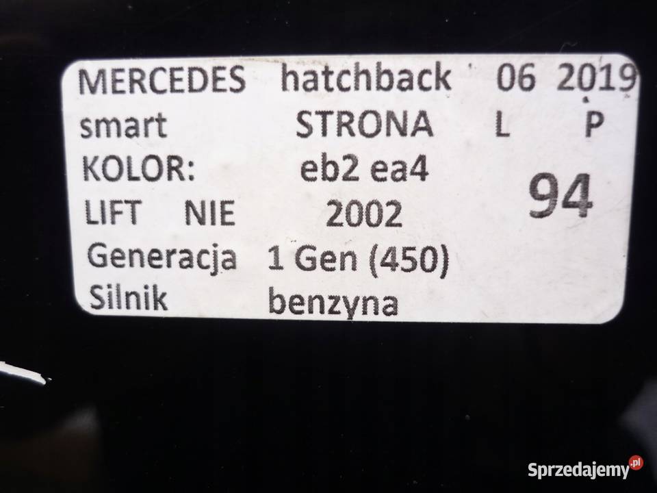 KLAPA TYŁ SMART 450 EB2 EA4 I Zbierkowo sprzedam