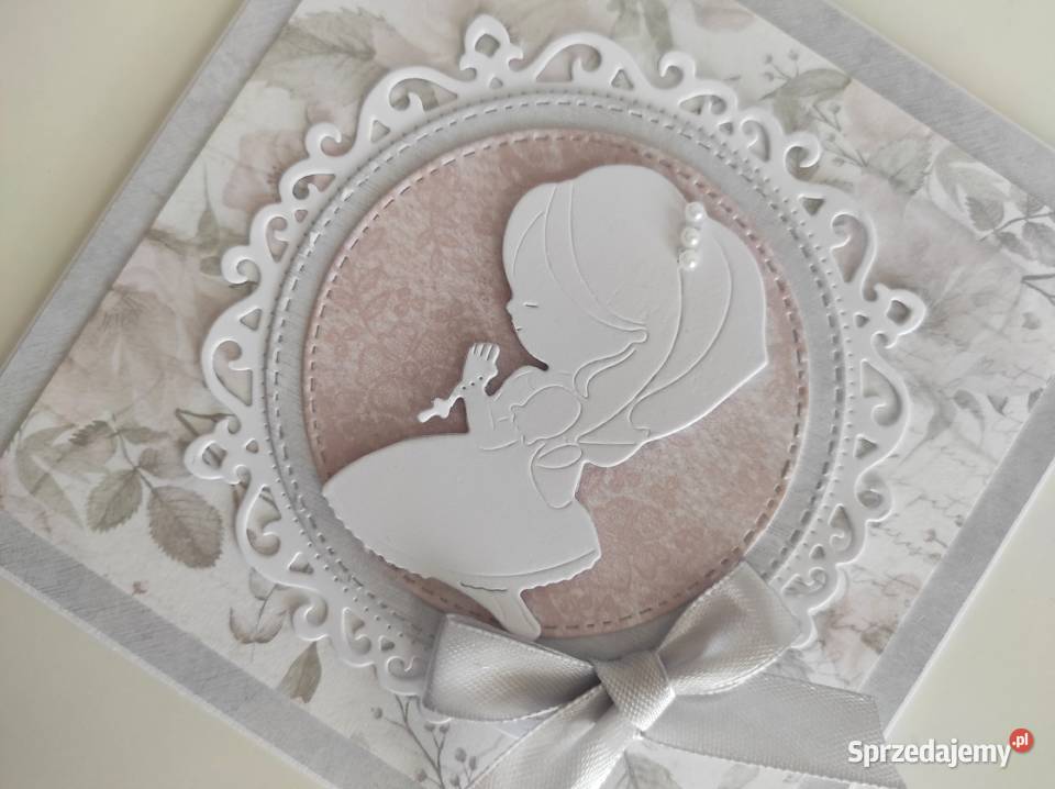Kartka ręcznie robiona Komunia Święta handmade Łódź