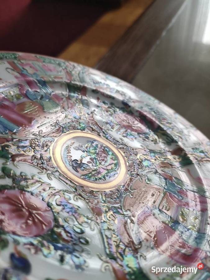 Antyczny talerz porcelanowy Famille Rose lubelskie