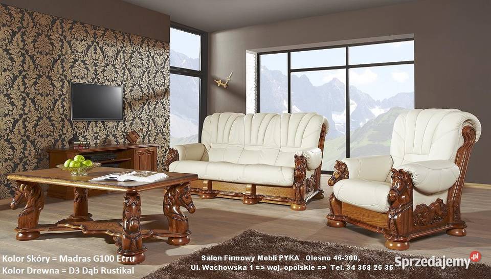 Nowy Komplet 321 MUSTANG Stylowy rzeźbione Konie małopolskie Kasina Wielka sprzedam