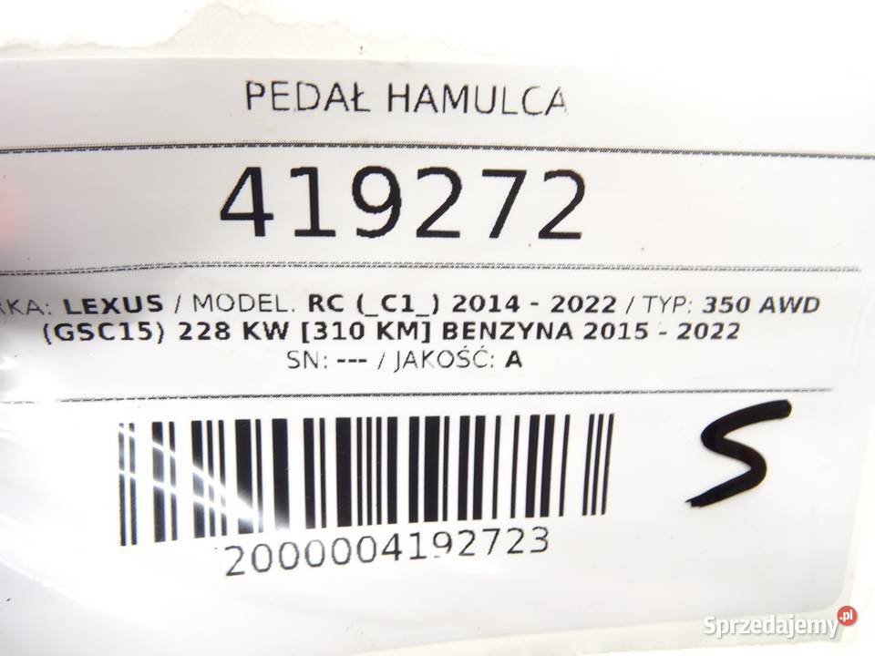 PEDAŁ HAMULCA LEXUS RC 35 310 podkarpackie