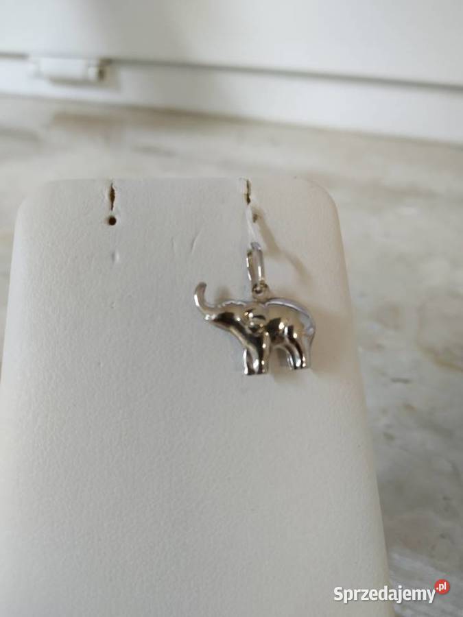 Złoto białe zawieszka słoń pr585 wysz oczkiem Wałcz