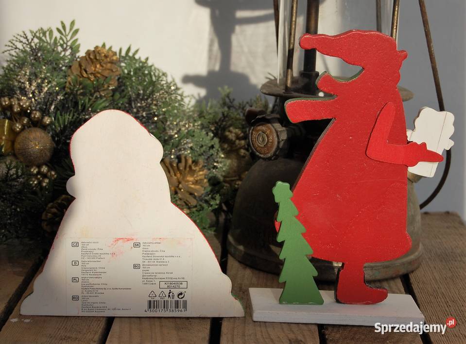 Bałwanek Mikołaj ozdoba drewniana vintage na wielokolorowy Lublin