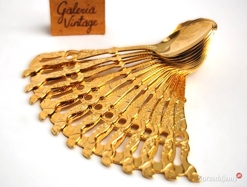 Platerowane złotem złote łyżeczki do kawy 12 Lublin sprzedam