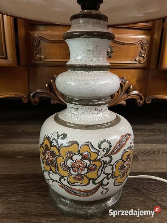 Majolika piękna lampa z ceramiki recznie beżowy Bystrzyca Kłodzka