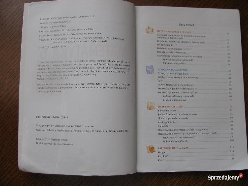 Podręcznik Matematyka z plusem dla klasy szóstej nowa wersja