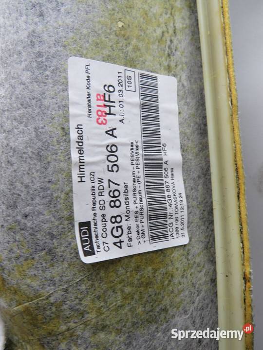 PODSUFITKA SZYBERDACH CAŁA AUDI A7 4G 4G8867506A