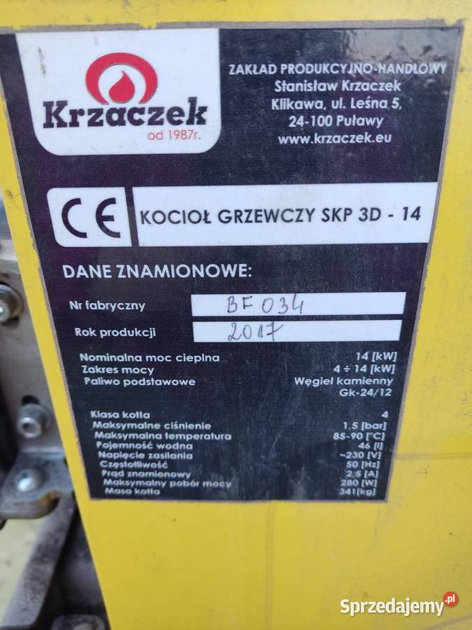 Piec części do pieca kotła Krzaczek 14kw mazowieckie Warka