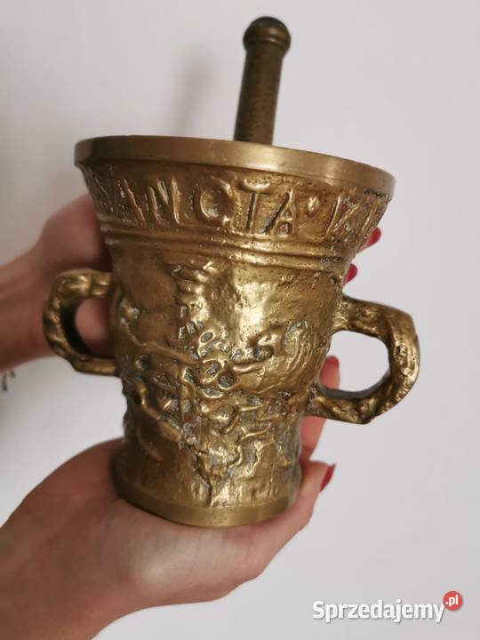 Moździerz Stary Masywny moździerz mosiężny Rzeszów