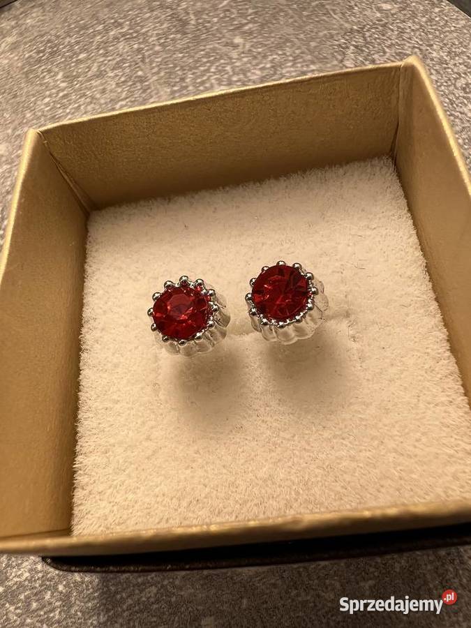 Kolczyki srebrne z czerwonym diamentem Jasło